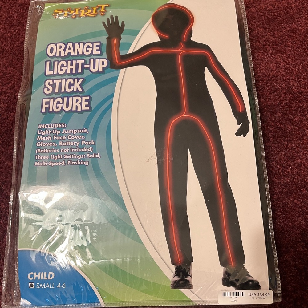 Light up stick figure costume